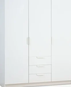 JENSLEVArmoire JENSLEV 144x176 3 portes 3 tiroirs blanc