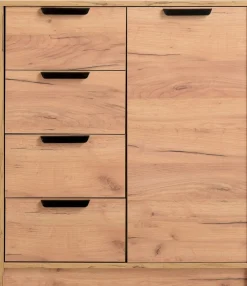 JENSLEVCommode 4 tiroirs 1 porte JENSLEV coloris chêne naturel