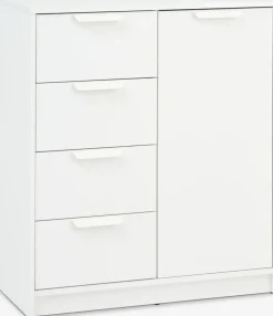 JENSLEVCommode 4 tiroirs 1 porte JENSLEV blanc