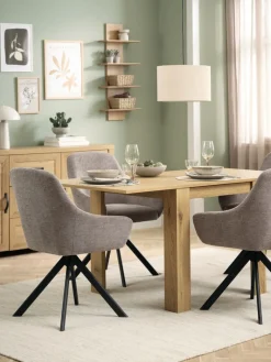 JUNGEN + ROSTRUPJUNGEN L80/160 table colo. chêne + 4 ROSTRUP chaises sable