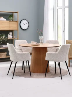 KLIPLEV + PURHUSKLIPLEV Ø120 table col. chêne + 4 PURHUS chaises blanc cassé