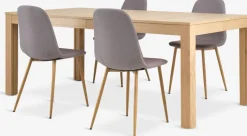 KORSKRO + JONSTRUPKORSKRO L200/326 table chêne nat. + 4 JONSTRUP chaises gris