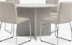 KRONDAL + HAMMELKRONDAL Ø110 table colo. travertin + 4 HAMMEL chaises beige