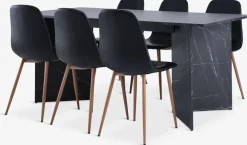 KRONDAL + JONSTRUPKRONDAL L180 table marbre + 4 JONSTRUP chaises noir