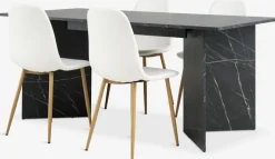 KRONDAL + JONSTRUPKRONDAL L180 table colo. marbre + 4 JONSTRUP chaises blanc