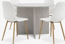KRONDAL + JONSTRUPKRONDAL Ø110 table travertin + 4 JONSTRUP chaises blanc