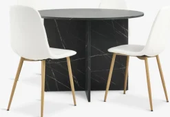 KRONDAL + JONSTRUPKRONDAL Ø110 table imi. marble + 4 JONSTRUP chaises blanc