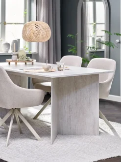 KRONDAL + ROSTRUPKRONDAL L180 table travertin + 4 ROSTRUP chaises beige