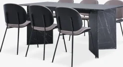 KRONDAL + TESTRUPKRONDAL L180 table marbre + 4 TESTRUP chaises sable c./noir