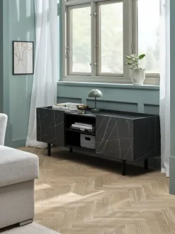 KRONDALMeuble TV KRONDAL 2 portes coloris marbre/noir