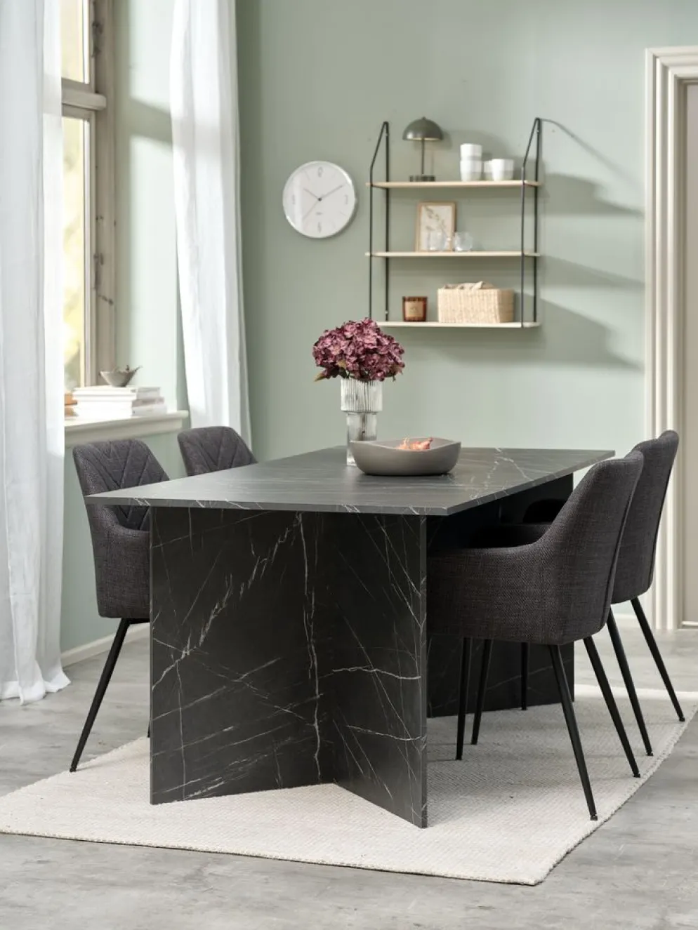 KRONDALTable KRONDAL 90x180 imitation marbre noir