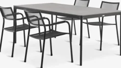 KUMLA + HEMSEDALKUMLA L200 table gris + 4 HEMSEDAL chaises noir