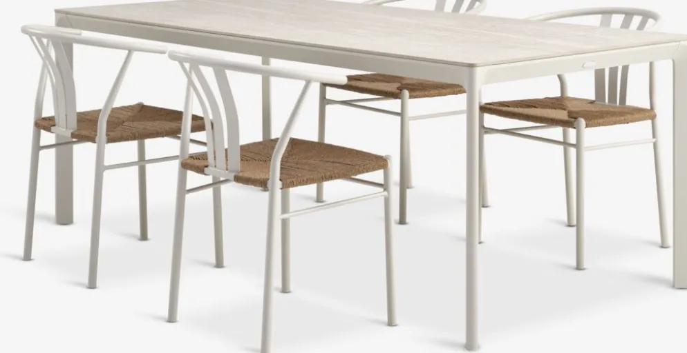 KUMLA + TAGMARKKUMLA L200 table + 4 TAGMARK chaises beige