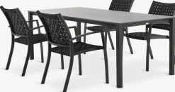 LANGET + GLOMFJORDLANGET L207 table + 4 GLOMFJORD chaises noir