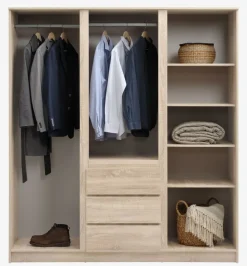 LIMFJORDENArmoire LIMFJORDEN 180x200 combi coloris chêne clair