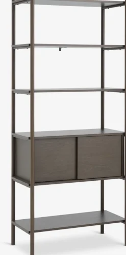 LINDVEDÉtagère LINDVED 6 tablettes 2 portes coloris chêne foncé