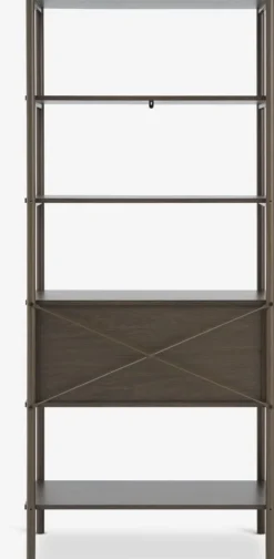 LINDVEDÉtagère LINDVED 6 tablettes 2 portes coloris chêne foncé