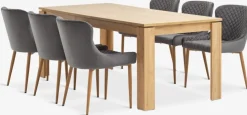 LINTRUP + PEBRINGELINTRUP L190/280 table colo. chêne + 4 PEBRINGE chaises gris