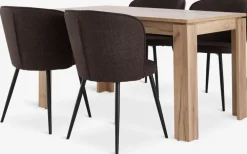 LINTRUP + RISSKOVLINTRUP L140 table col. chêne + 4 RISSKOV chaises brun foncé
