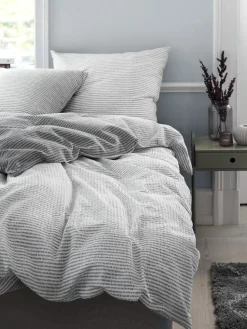 LOLAPlusParure de lit Seersucker LOLA 240x220 gris/blanc