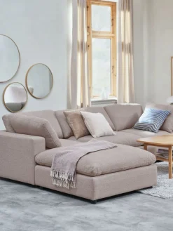 LYBYCanapé modulable LYBY 3 personnes méridienne tissu sable