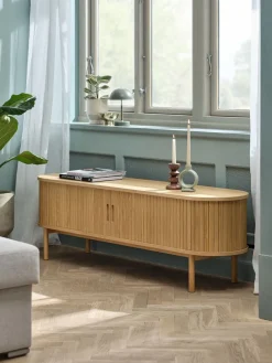LYNGVIGMeuble TV LYNGVIG 160cm 2 portes tambours chêne naturel