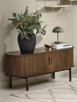 LYNGVIGMeuble TV LYNGVIG 120cm 2 portes tambours chêne foncé