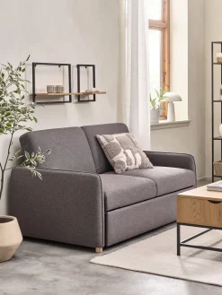 LYSTRUPCanapé convertible LYSTRUP 2 places tissu gris foncé