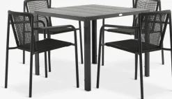 MADERUP + KRISTIANSTADMADERUP L90 table noir + 4 KRISTIANSTAD chaises vert