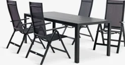MADERUP + LOMMAMADERUP L205 table noir + 4 LOMMA chaises inclinables noir