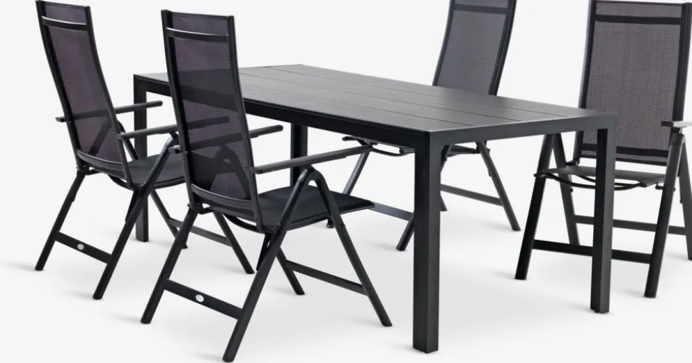 MADERUP + LOMMAMADERUP L205 table noir + 4 LOMMA chaises inclinables noir