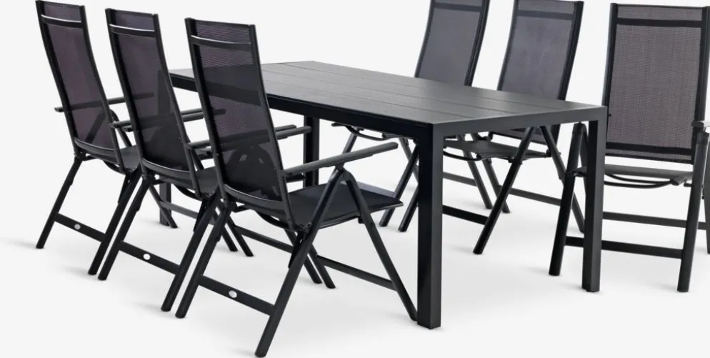 MADERUP + LOMMAMADERUP L205 table noir + 4 LOMMA chaises inclinables noir