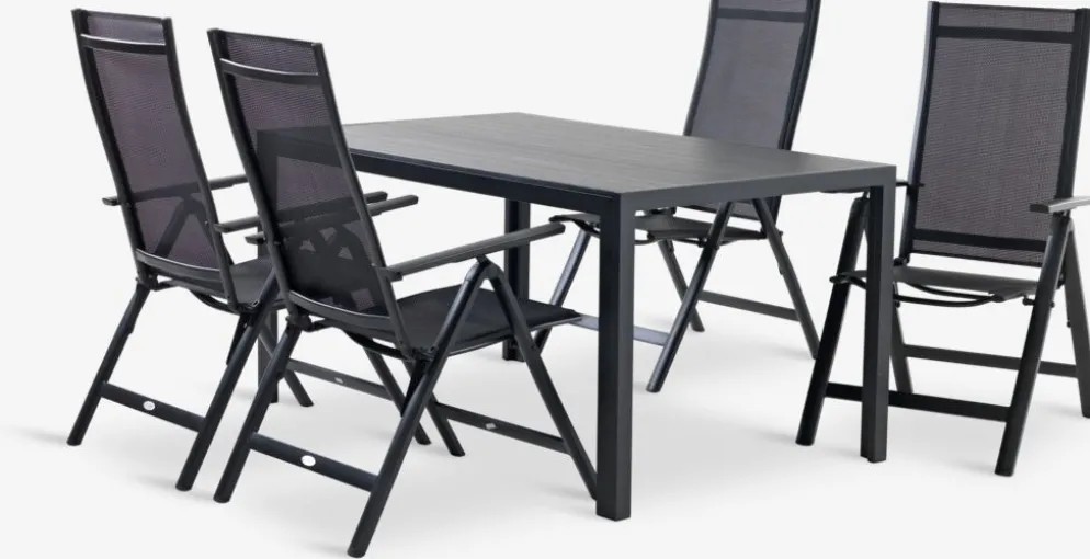MADERUP + LOMMAMADERUP L150 table noir + 4 LOMMA chaises inclinable noir