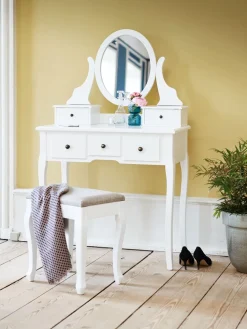MALLINGCoiffeuse MALLING a/miroir 5 tiroirs blanc