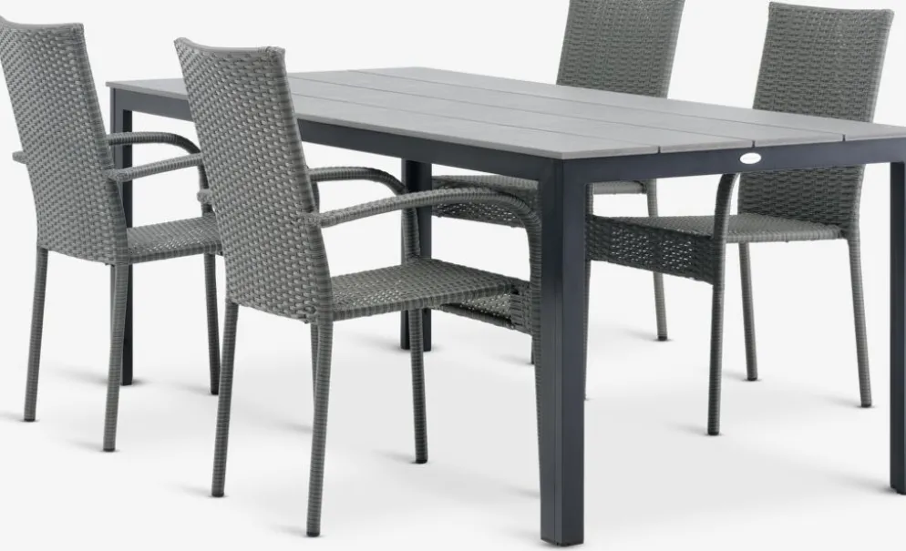 MARIELYST + GUDHJEMMARIELYST L205 table + 4 GUDHJEM chaises gris
