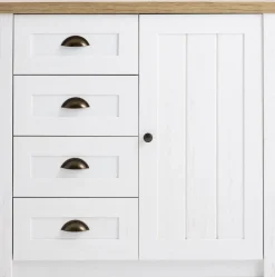 MARKSKELCommode 4 tiroirs 1 porte MARKSKEL blanc/coloris chêne nat.