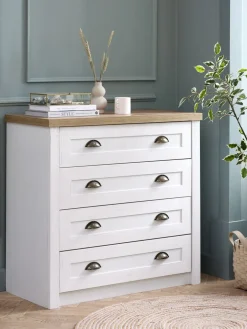 MARKSKELCommode 4 tiroirs MARKSKEL blanc/coloris chêne naturel