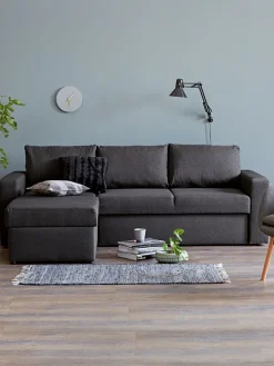 MARSLEVCanapé convertible avec méridienne MARSLEV tissu gris foncé