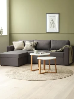 MARSLEVCanapé convertible avec méridienne MARSLEV tissu gris foncé