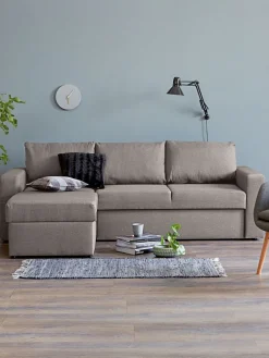 MARSLEVCanapé convertible avec méridienne MARSLEV tissu gris clair