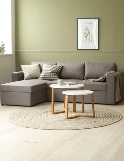 MARSLEVCanapé convertible avec méridienne MARSLEV tissu gris clair