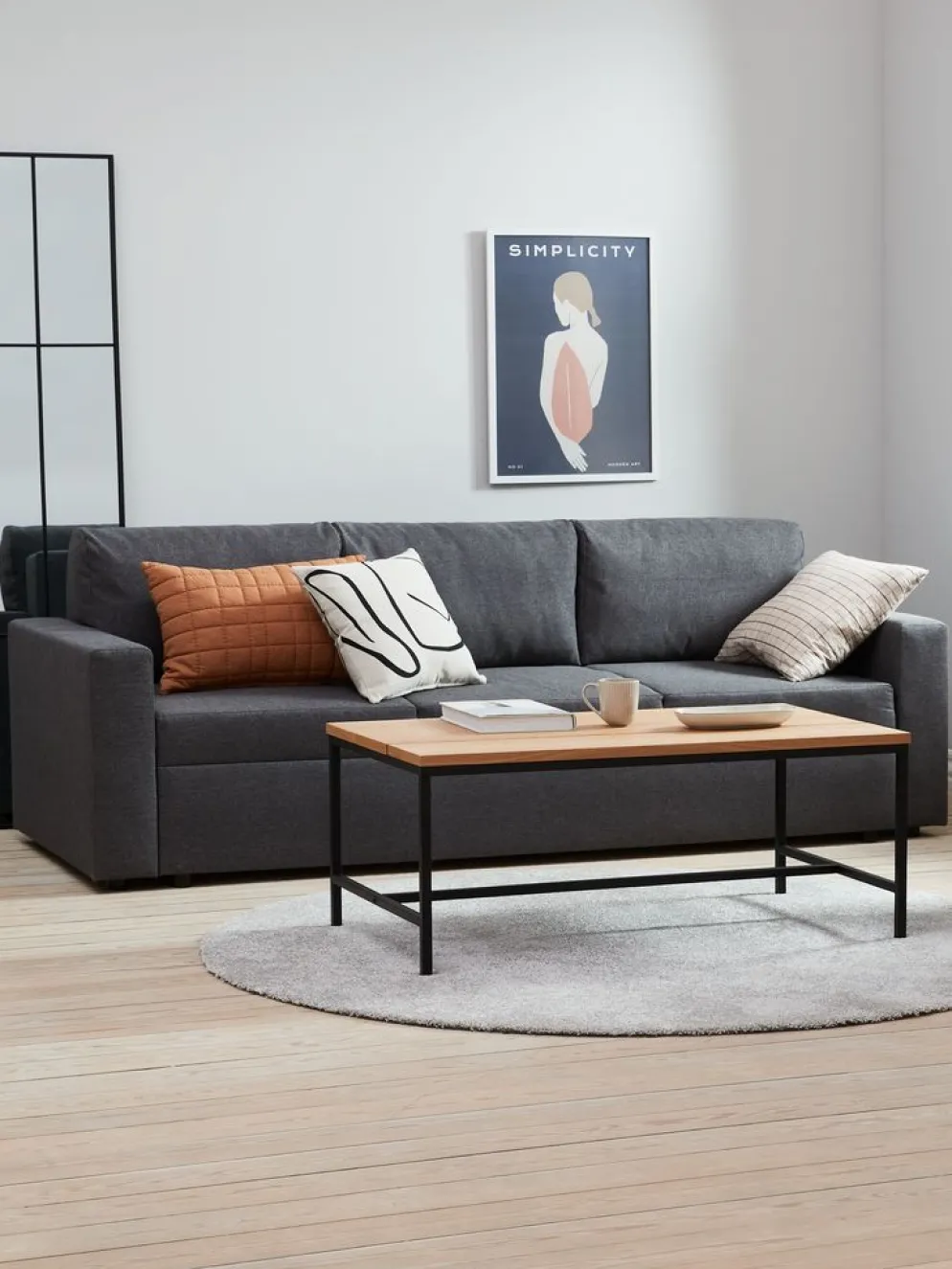MARSLEVCanapé convertible MARSLEV 3 places tissu gris foncé