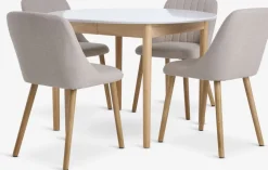 MARSTRAND + ADSLEVMARSTRAND Ø110 table blanc + 4 ADSLEV sans accoudoirs beige