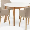 MARSTRAND + ADSLEVMARSTRAND Ø110 table blanc + 4 ADSLEV chaises beige