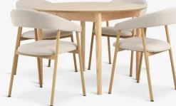 MARSTRAND + EJSINGMARSTRAND Ø110 table coloris chêne + 4 EJSING chaises beige