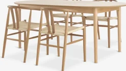 MARSTRAND + GUDERUPMARSTRAND L200/280 table coloris chêne + 4 GUDERUP chaises