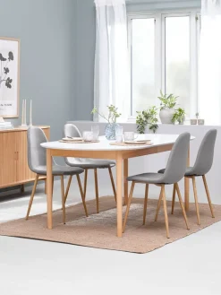 MARSTRAND + JONSTRUPMARSTRAND L200/280 table blanc + 4 JONSTRUP chaises gris