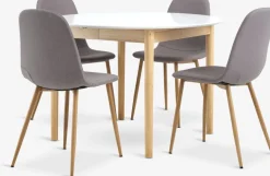 MARSTRAND + JONSTRUPMARSTRAND Ø110 table blanc + JONSTRUP chaises gris