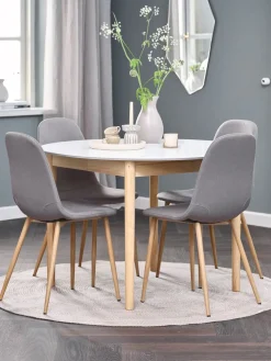 MARSTRAND + JONSTRUPMARSTRAND Ø110 table blanc + JONSTRUP chaises gris