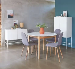 MARSTRAND + JONSTRUPMARSTRAND Ø110 table blanc + JONSTRUP chaises gris